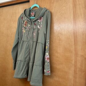 Johnny Was Olive Embroidered Full Zip Jacket